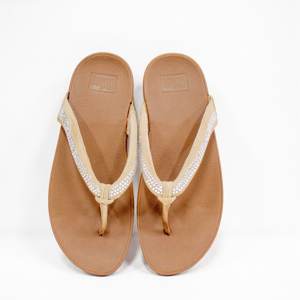 Fitflop Brown and White Sandals with Sparkle - Picture 8 of 11